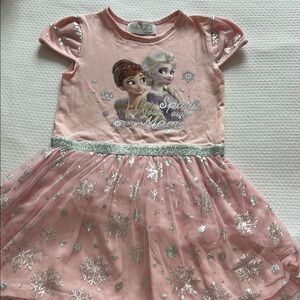 Pink Disney Frozen Dress with Silver Snowflakes
